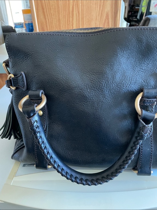 Dooney & Bourke Handbags - Dooney & Bourke Black Braided-Handle Shoulder Bag with Tassel